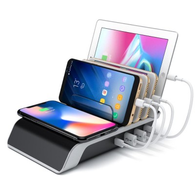 4-Port multiple USB charger station wireless charging station smart charging station TYPE-C for iPhone 11 Pro/XS Max/XR