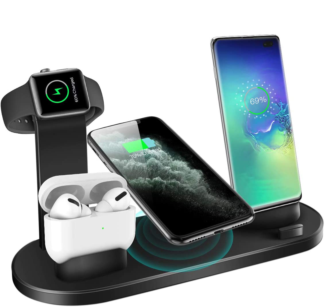 4 in 1 wireless charger stand black