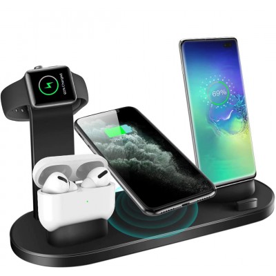 4 in 1 wireless charger stand black